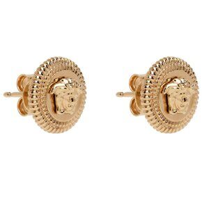 Versace Gold tone Buttons Medusa Earrings